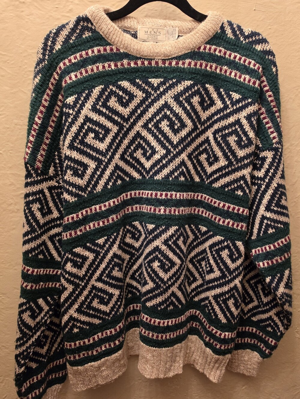Vintage Men’s Store Sears Wool Blend Feel Geometric Sweater Size L